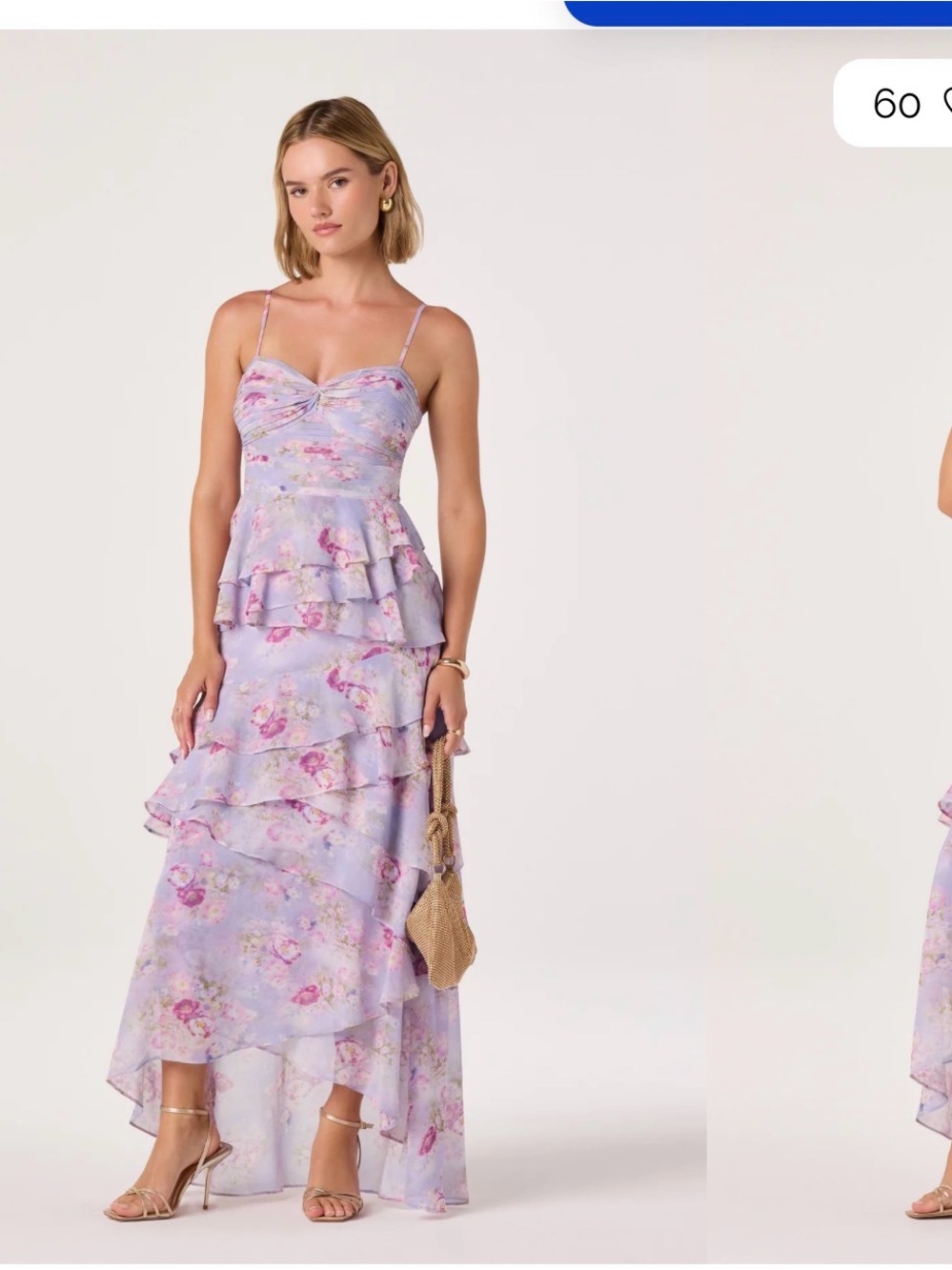 Astr Lavender Floral Ruffle High-Low Maxi Dress